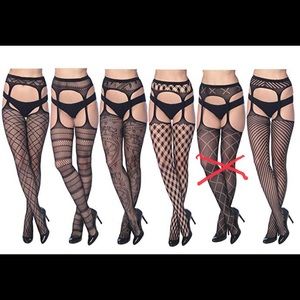 5 pair fishnet lace tights